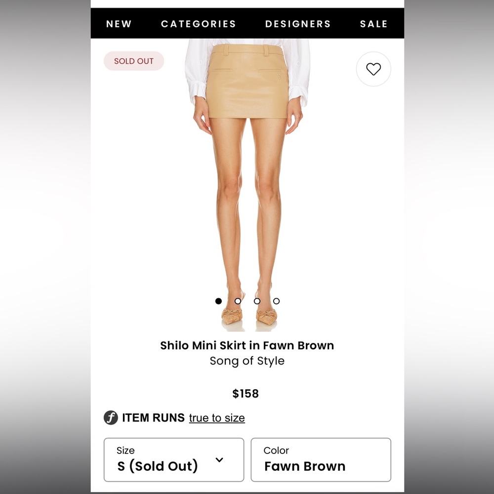 Shilo Mini Skirt in Fawn Brown
Song of Style size small from revolve